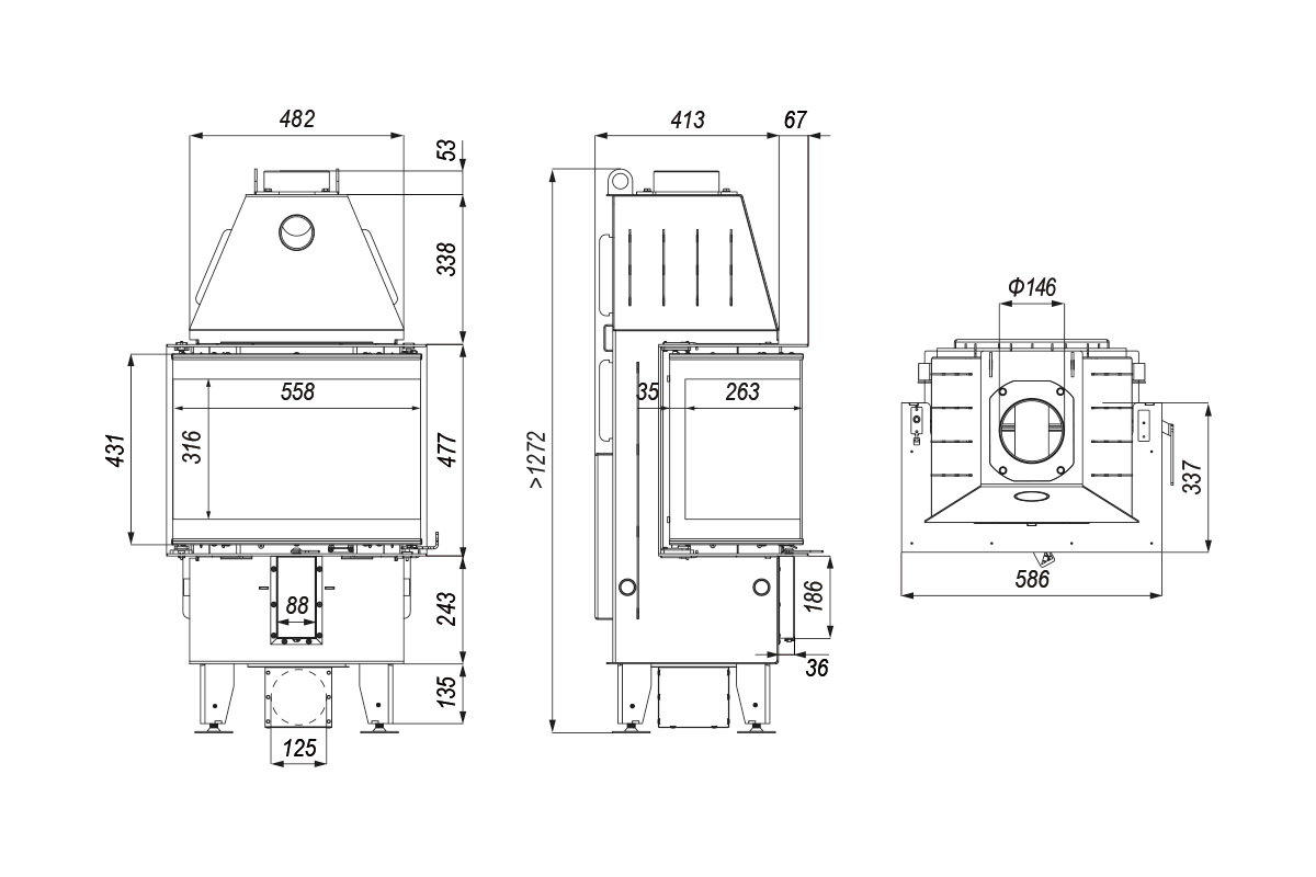 Focar cu 3 Geamuri INTRA XSM C – Viziune Panoramică, Căldură Desăvârșită - imagine 2